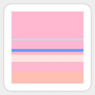 An unexampled arrangement of Powder Blue, Cornflower Blue, Little Girl Pink, Misty Rose and Melon stripes. Sticker